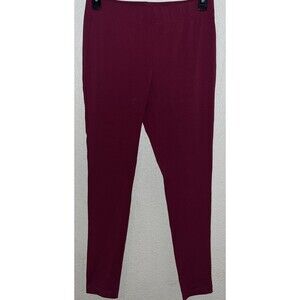 Slimming Options Stretch Pants Leggings Women Sz L Maroon Elastic Waist